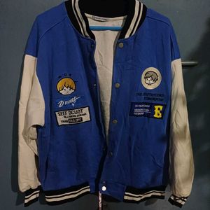 💙🤍Blue Embroidered Varsity Jacket