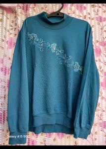 Embroidered Teal Sweater