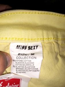 Y2K Yellow Rhinestone Denim Mini Skirt