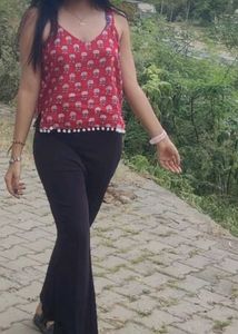 Red Printed Tank Top