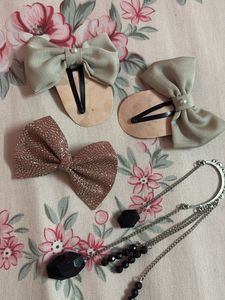 combo of hair bows and ear cuff