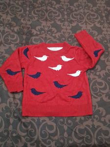 Red Bird Print Sweater