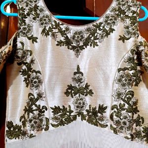Elegant Dual Tone &amp; Cream Embroidered Dress