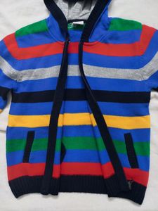 11-12 Yrs Boys Hooded Zipper Opening Sweater