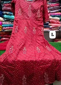 Red Embellished Gown with Dupatta