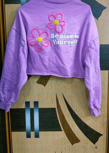 Lilac Cropped Baggy Sweatshirt