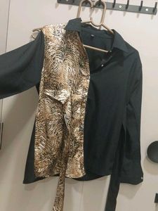 Party Wear Animal Print Black Shirt