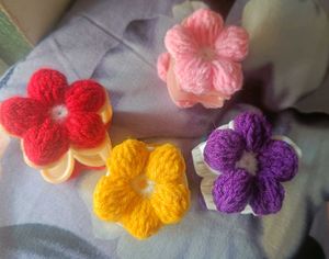 Crochet Handmade Flower Hair claw clip