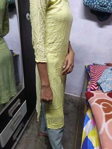 Yellow Embroidered Kurta
