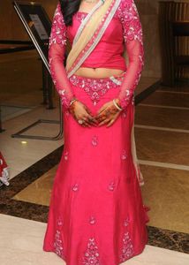 Elegant Pink Fish Cut Lehenga Choli