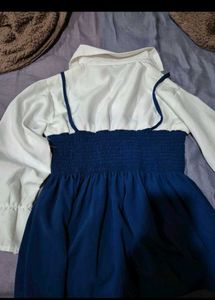 blue and white frock style top