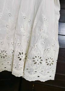 Women White Cotton Cut out Style Tunic Top