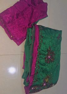 Green Embellished Saree