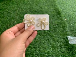 Five patel flower pearl earrings for women and gir