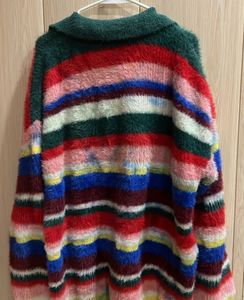 Japenese Vintage Striped Fuzzy Knit Sweater