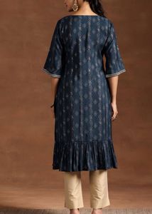 Kurtha - Navy &amp; Silver Print