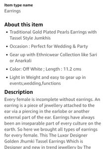Luxor Gold Plated Jhumki Earrings