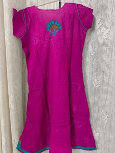 Magenta &amp; Teal Embroidered Churidar Set – Elegant