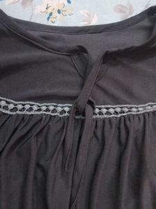 Black Long Sleeve Embroidered Top