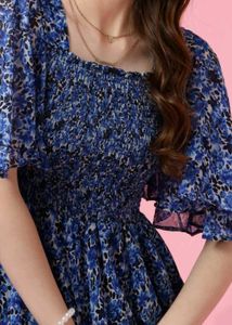Floral Blue Midi Dress