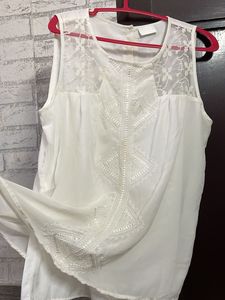 Vila White Net Top With Double Stretchable Lining