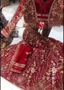 Red Embroidered Lehenga Choli, with Dupatta