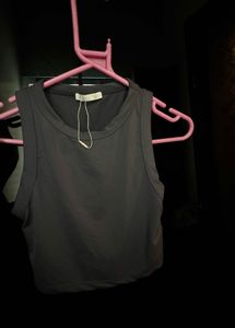 ZARA Seamless Grey Crop Tank Top - Size S