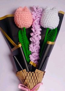 Crochet Tulips 🌷and Lavender Flower Bouquet 💐