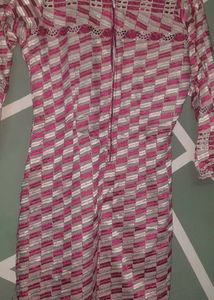 Pink Checkered Long Sleeve Tunic