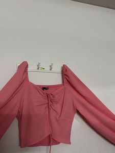 Wild Fable Pink Ruched Crop Top