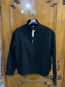 H&amp;M BLACK QUARTER ZIP SWEATSHIRT S