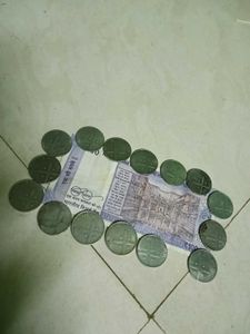 Cross One Rupees Coin 15 Pcs And 100 Rupee Note