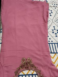 Women Pink Georgette Embellished Kurti