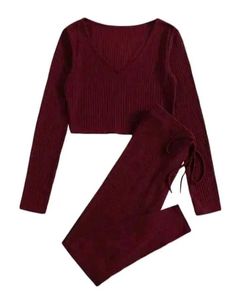 Burgundy Knit Lounge Set
