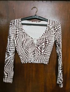 Brown Pattern Crop Top