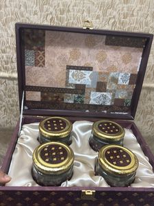 Wooden Designer box With 4 Glass Jards