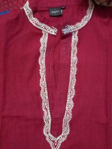 Elegant Rhythm Maroon Kurta No Buttons