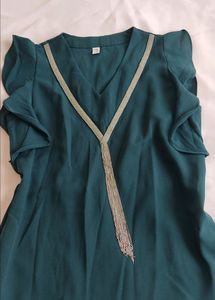 Green Ruffle Sleeve Top