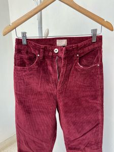Maroon Corduroy Flare Leg Jeans