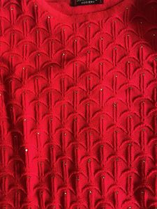 Red Embellished Knit Sweater