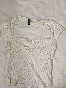 H&M Cute Floral Square Neck Crop Top
