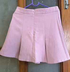 Pink Pleated divided Mini Skirt