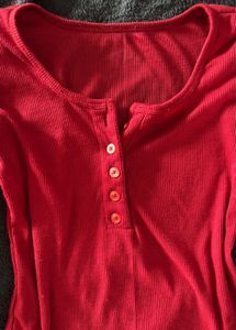 Y2k Henley Burgundy Long Top