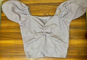 Sweetheart Neck Ruched Puff Sleeve Top
