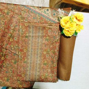 Green Paisley Dress Material Unstitched