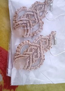 Handmade Macrame & Rose Quartz Earrings