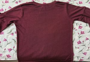 Maroon Top with Ruffle Sleeves