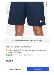 Nike Solid Blue Shorts Unisex