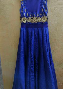 Royal Blue Gold Embroidered Gown