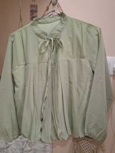 Green Tie Neck Top